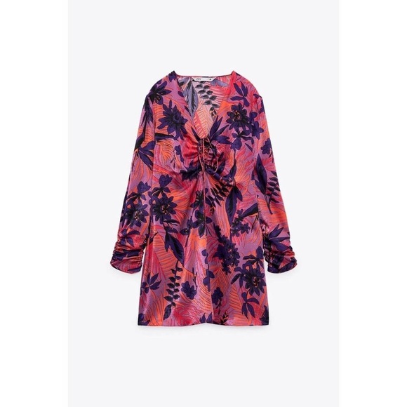 Zara Tropical Printed Floral Mini Dress - Picture 2 of 11